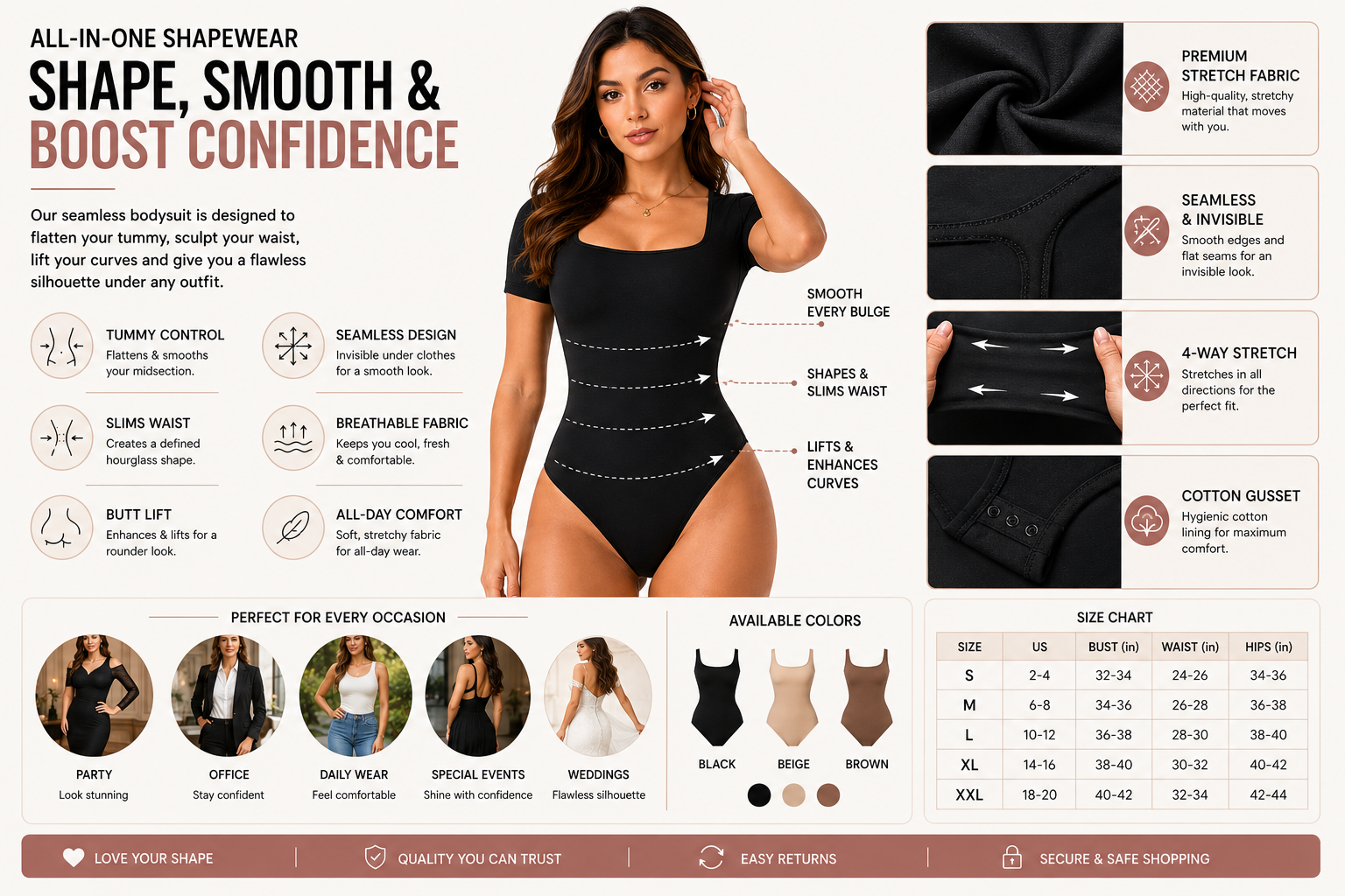Bodysuit control de abdomen sin costuras